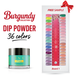 SNS Pro Dipping Powder - Set 36 Colors - Board 1 Burgundy (001 - 036)