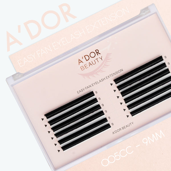 A’dor Beauty Easy Fan Eyelash Extension 00.5CC - 9MM by Beauty sold by DTK Nail Supply