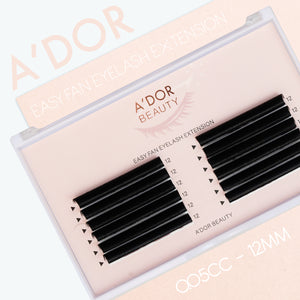 A’dor Beauty Easy Fan Eyelash Extension 00.5CC - 12MM by Beauty sold by DTK Nail Supply