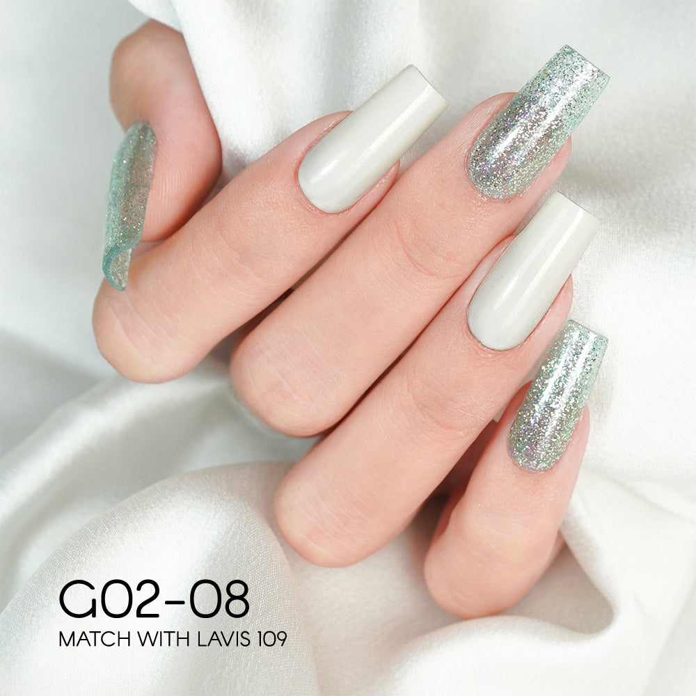 LAVIS Glitter G02 - 08 - Gel Polish 0.5 oz - Pillow Talk Collection by LAVIS NAILS sold by DTK Nail Supply