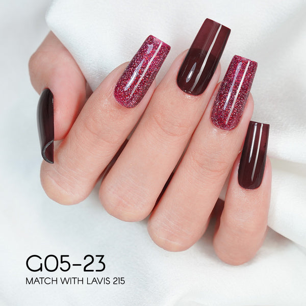 LAVIS Glitter G05 - Set 24 - Gel Polish 0.5oz - Champagne Toast Glitter Collection by LAVIS NAILS sold by DTK Nail Supply