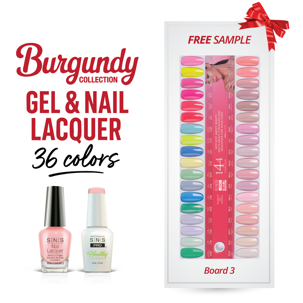 SNS Pro Gel Nail Polish Duo Set 36 Colors - Board 3 Burgundy (073 - 108)