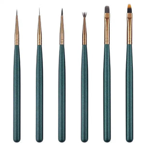 6PCS Green Nail Pen Brush Set by Nail Art Brush sold by DTK Nail Supply