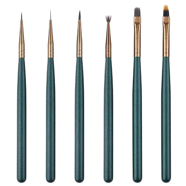 6PCS Green Nail Pen Brush Set by Nail Art Brush sold by DTK Nail Supply