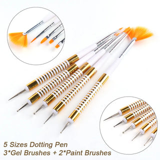  5Pcs/Set Double Head Nail Art Dotting Pens by Nail Art Brush sold by DTK Nail Supply