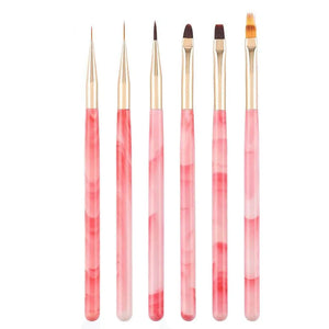 6Pcs/Set Pink Acrylic Handle Nail Liner Brush by Nail Art Brush sold by DTK Nail Supply