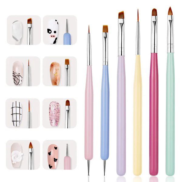 6pcs Colorful Nail Art Brushes Set by Nail Art Brush sold by DTK Nail Supply