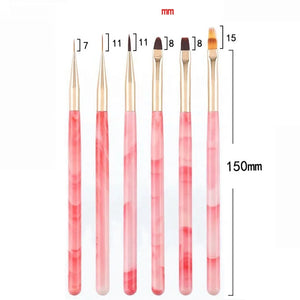 6Pcs/Set Pink Acrylic Handle Nail Liner Brush by Nail Art Brush sold by DTK Nail Supply