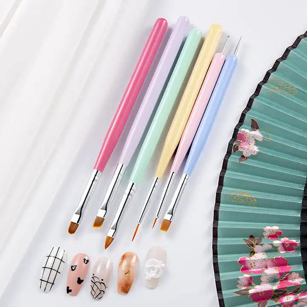 6pcs Colorful Nail Art Brushes Set by Nail Art Brush sold by DTK Nail Supply