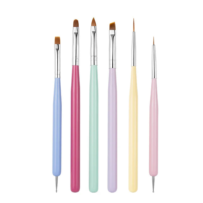 6pcs Colorful Nail Art Brushes Set by Nail Art Brush sold by DTK Nail Supply