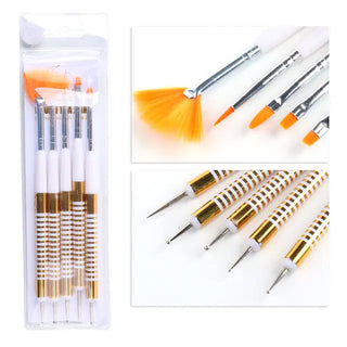 5Pcs/Set Double Head Nail Art Dotting Pens by Nail Art Brush sold by DTK Nail Supply