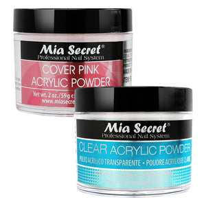 Mia Secret Kit 2: Clear, Pink Acrylic Powder 2oz by Mia Secret sold by DTK Nail Supply