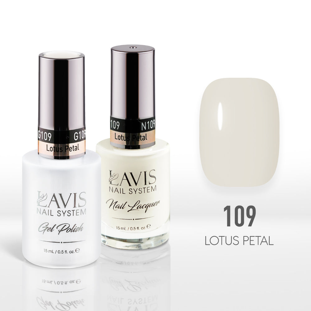 Lavis Gel Nail Polish Duo - 109 White Colors - Lotus Petal by LAVIS NAILS sold by DTK Nail Supply