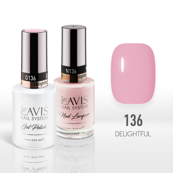 Lavis Gel Nail Polish Duo - 136 Pink Colors - Delightful by LAVIS NAILS sold by DTK Nail Supply