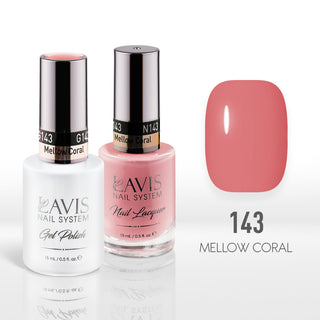  Lavis Gel Nail Polish Duo - 143 Coral Colors - Mellow Coral by LAVIS NAILS sold by DTK Nail Supply