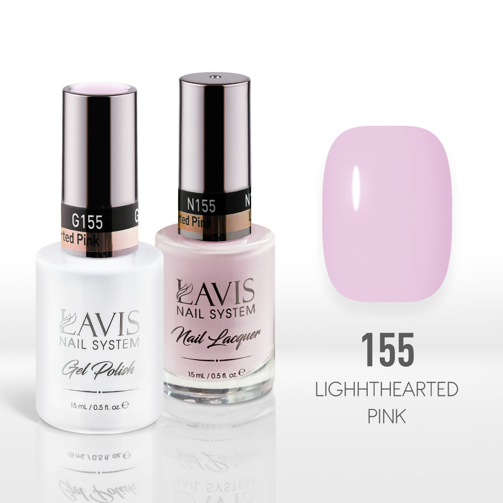 Lavis Gel Nail Polish Duo - 155 Pink Colors - Lighthearted Pink by LAVIS NAILS sold by DTK Nail Supply