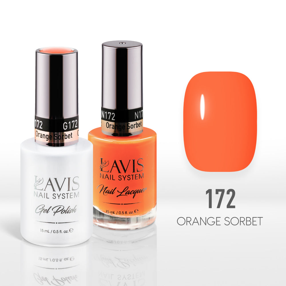 Lavis Gel Nail Polish Duo - 172 Orange Colors - Orange Sorbet by LAVIS NAILS sold by DTK Nail Supply