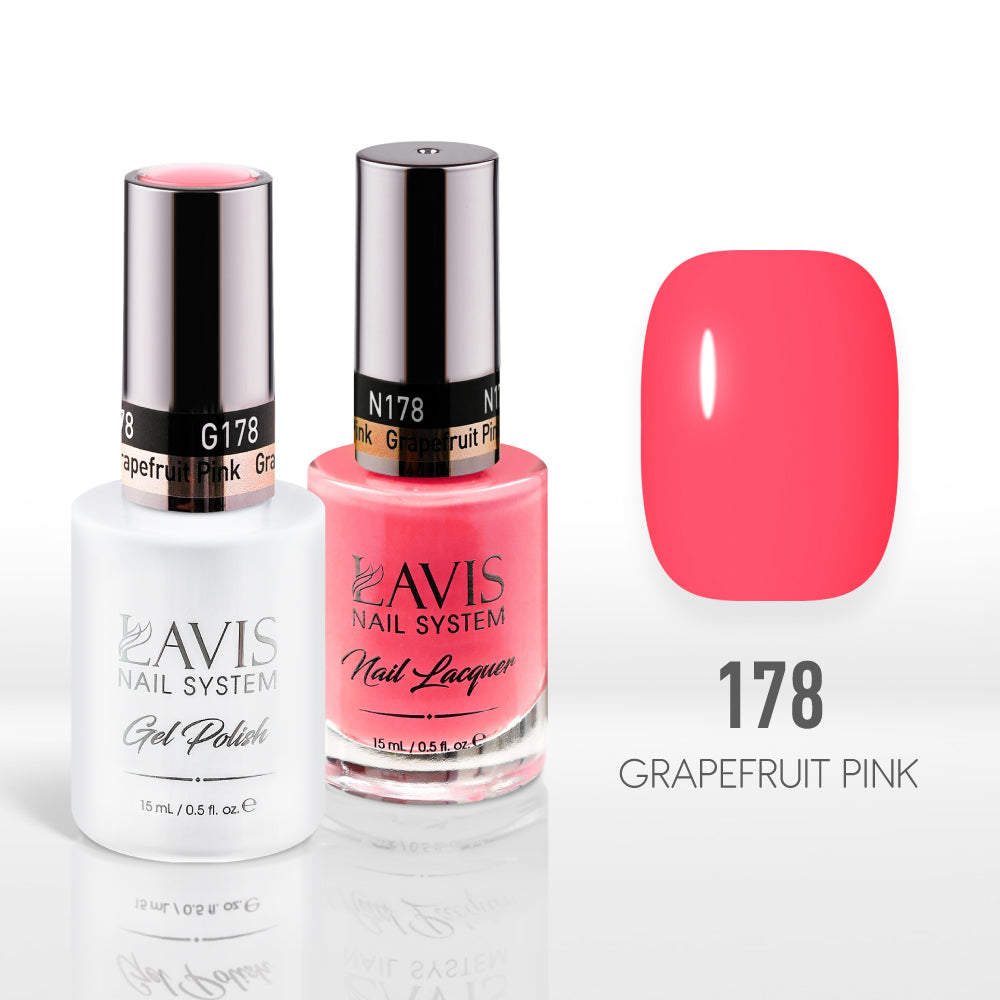 Lavis Gel Nail Polish Duo - 178 Pink Colors - Grapefruit Pink by LAVIS NAILS sold by DTK Nail Supply