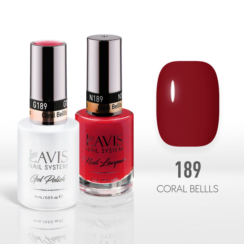 Lavis Gel Nail Polish Duo - 189 Crimson Colors - Coral Bellls by LAVIS NAILS sold by DTK Nail Supply