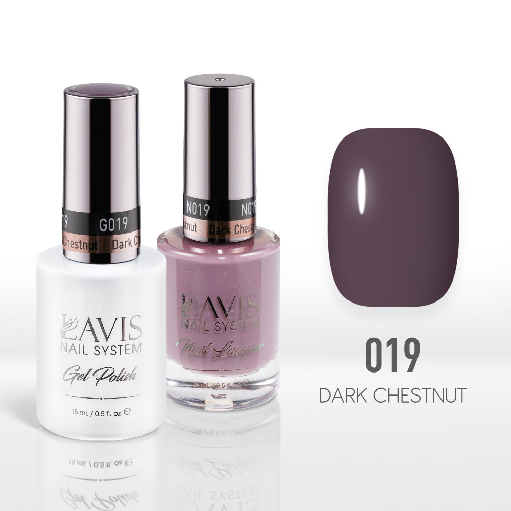 Lavis Gel Nail Polish Duo - 019 Dark Chestnut by LAVIS NAILS sold by DTK Nail Supply