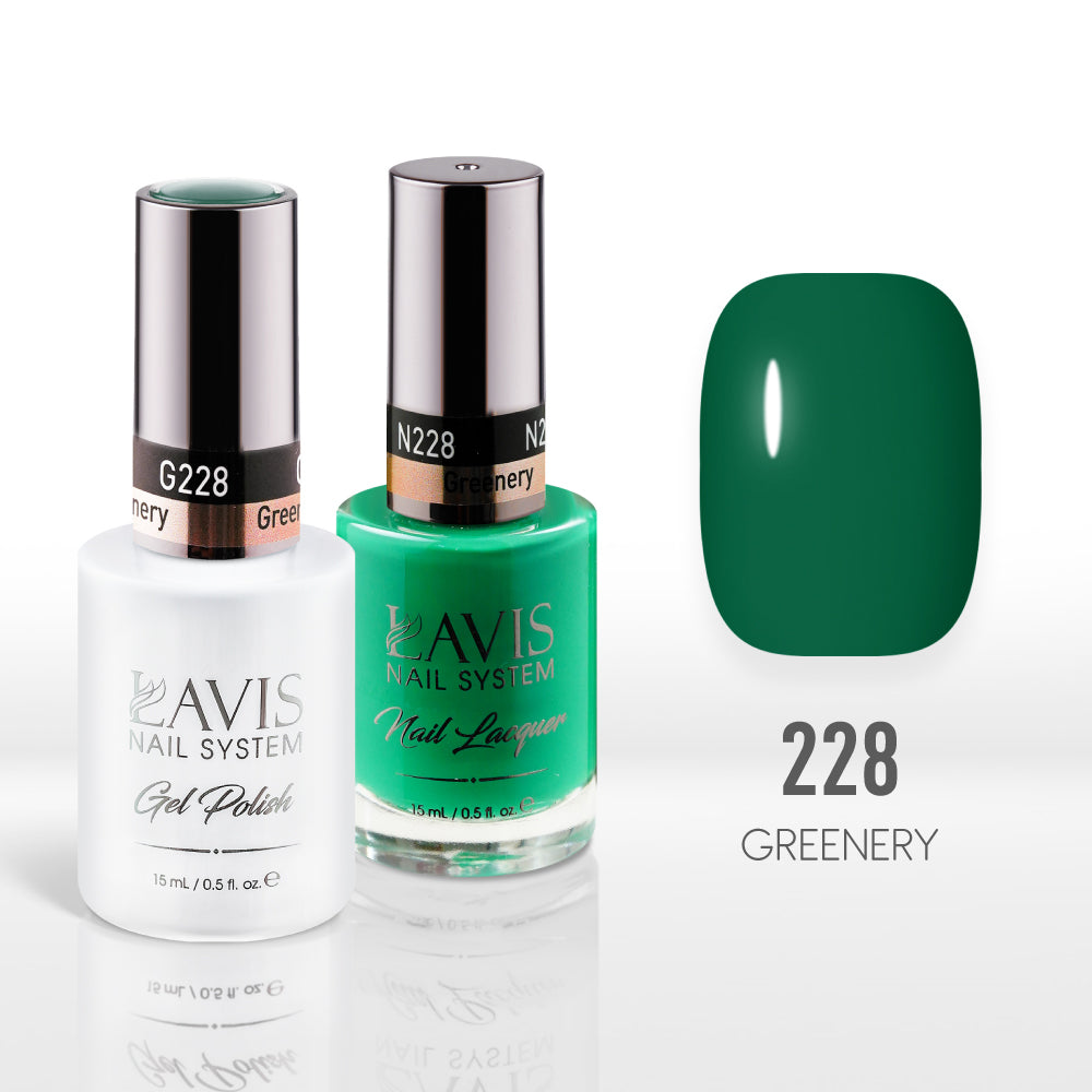 Lavis Gel Nail Polish Duo - 228 Green Colors - Greenery by LAVIS NAILS sold by DTK Nail Supply