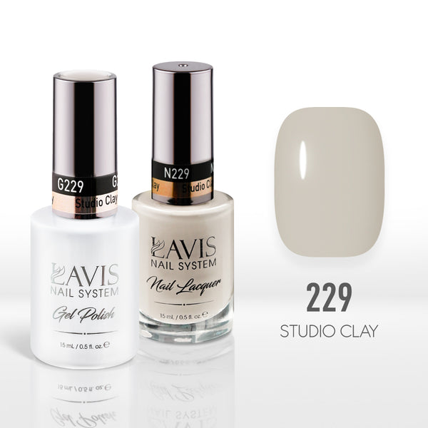 Lavis Gel Nail Polish Duo - 229 Beige Colors - Studio Clay by LAVIS NAILS sold by DTK Nail Supply