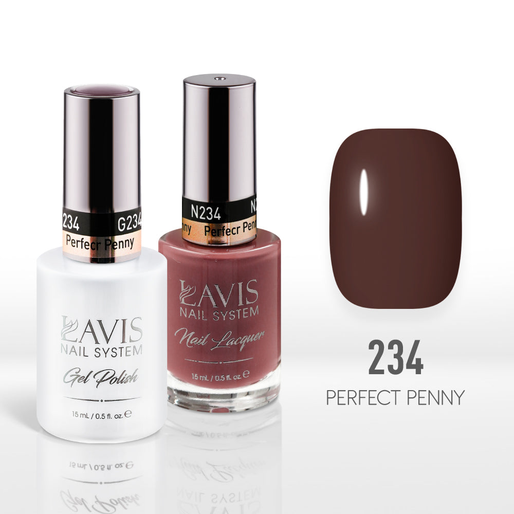 Lavis Gel Nail Polish Duo - 234 Brown Colors - Perfecr Penny by LAVIS NAILS sold by DTK Nail Supply
