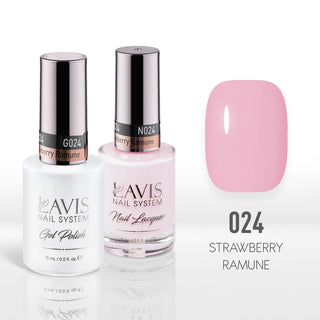  Lavis Gel Nail Polish Duo - 024 Pink Colors - Strawberry Ramune by LAVIS NAILS sold by DTK Nail Supply