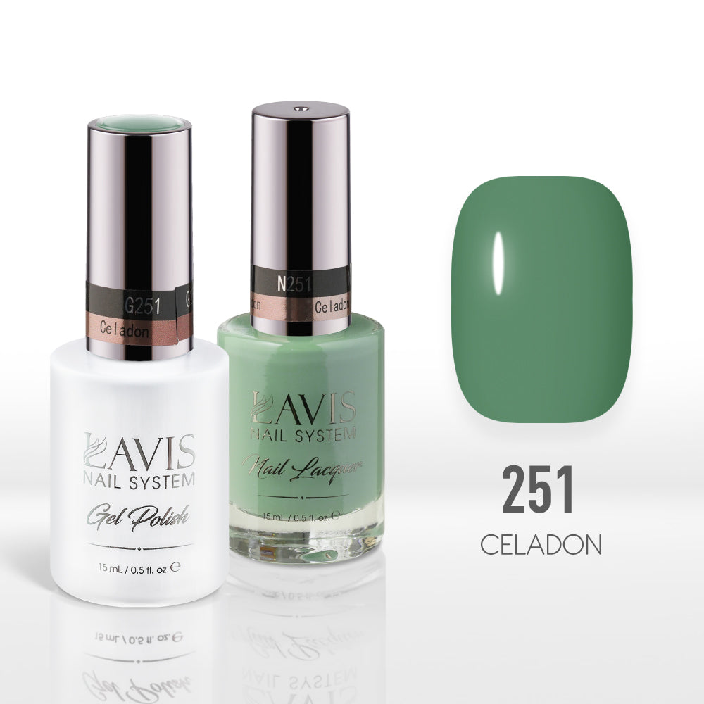 Lavis Gel Nail Polish Duo - 251 Green Colors - Celadon by LAVIS NAILS sold by DTK Nail Supply