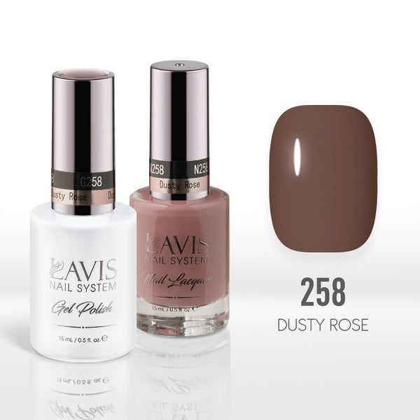 Lavis Gel Nail Polish Duo - 258 Brown Colors - Dusty Rose by LAVIS NAILS sold by DTK Nail Supply
