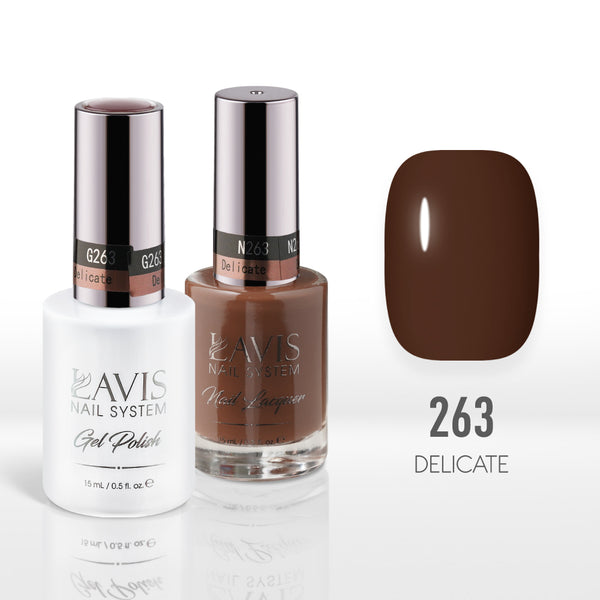Lavis Gel Nail Polish Duo - 263 Brown Colors - Delicate by LAVIS NAILS sold by DTK Nail Supply