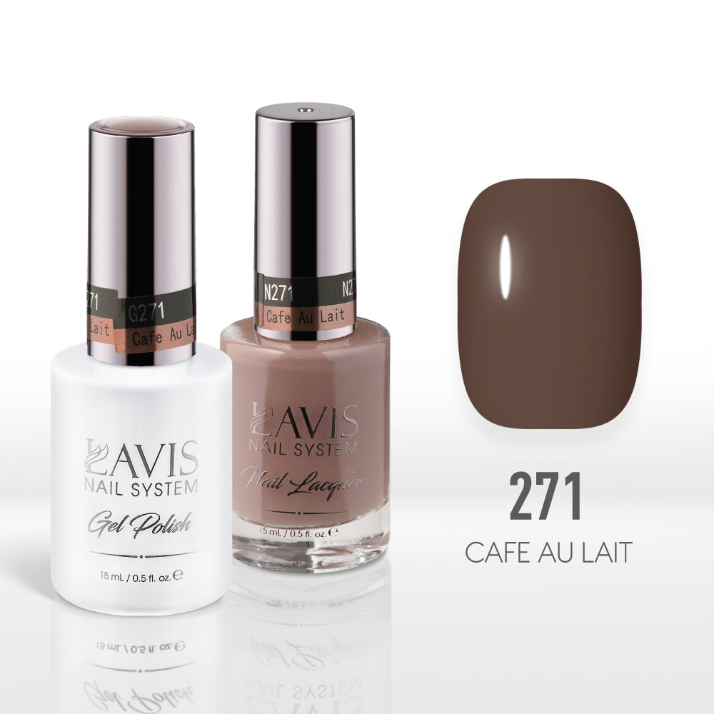 Lavis Gel Nail Polish Duo - 271 Brown Colors - Cafe Au Lait by LAVIS NAILS sold by DTK Nail Supply