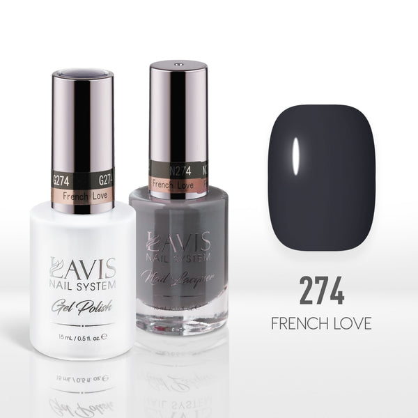 Lavis Gel Nail Polish Duo - 274 Gray Colors - French Love by LAVIS NAILS sold by DTK Nail Supply