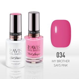  Lavis Gel Nail Polish Duo - 034 Pink, Neon Colors - My Brother Says Pink by LAVIS NAILS sold by DTK Nail Supply