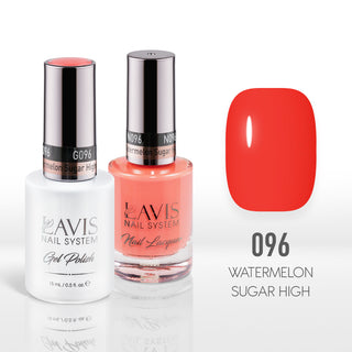  Lavis Gel Nail Polish Duo - 096 Red, Orange Colors - Watermelon Sugar High by LAVIS NAILS sold by DTK Nail Supply