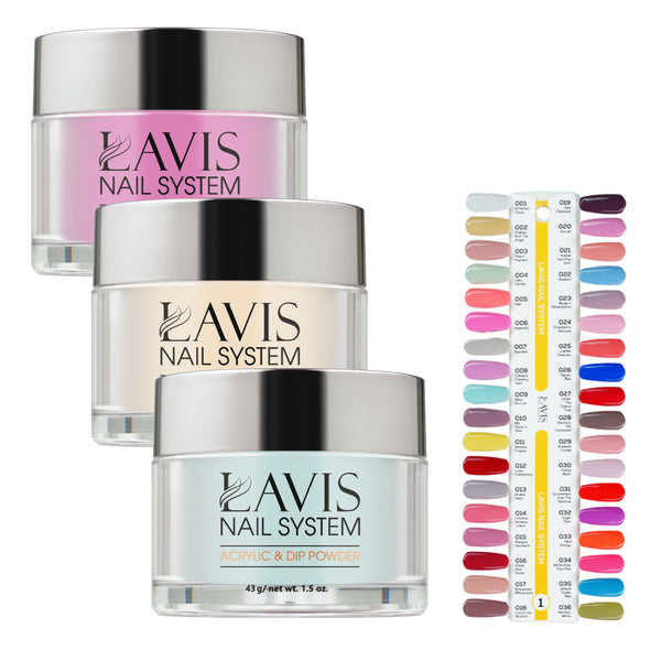 Lavis Acrylic & Dip Powder Part 1 (36 Colors): 001-036 - 1.5oz by LAVIS sold by DTK Nail Supply