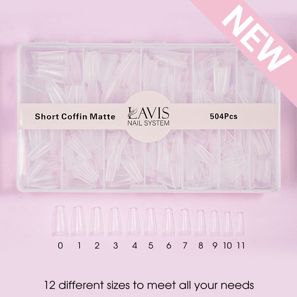 LAVIS - SHORT COFFIN MATTE - Clear - 504 Pcs by LAVIS NAILS TOOL sold by DTK Nail Supply