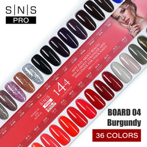 SNS Pro Dipping & Acrylic Powder - Set 36 Colors - Board 4 Burgundy (109 - 144)