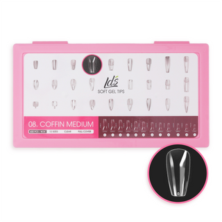 LDS - 08 Coffin Medium Clear Nail Tips (Full Cover) (Box of 600PCS)