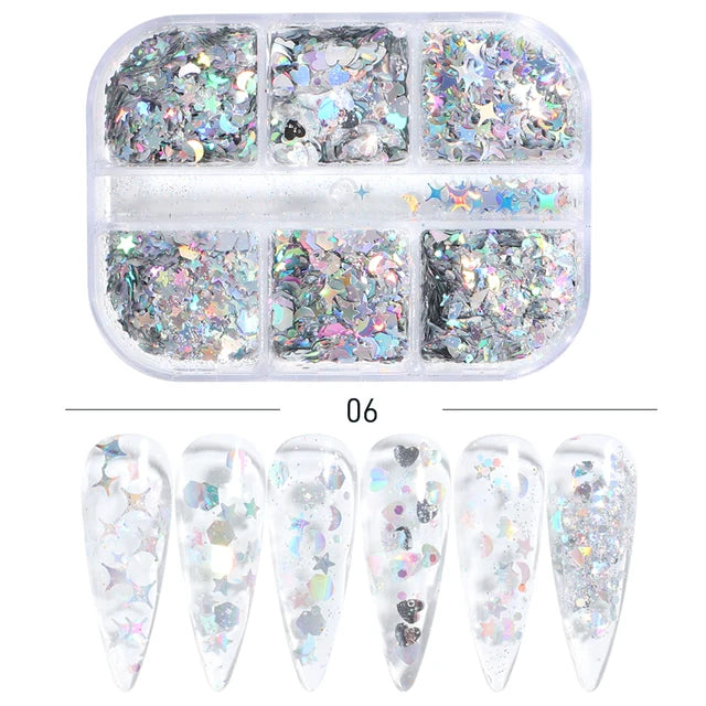 6 Grids of Holographic Sequins - 1909-06 - #14 Silver Sparkle by OTHER sold by DTK Nail Supply