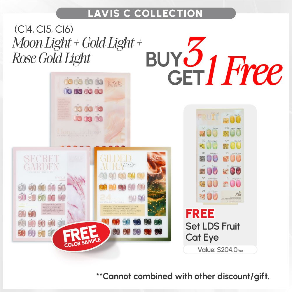 BUNDLE & SAVE: LAVIS Moon Light + Gold Light + Rose Gold Light Cat Eye Collections: C14, C15, C16 - DTK Nail Supply