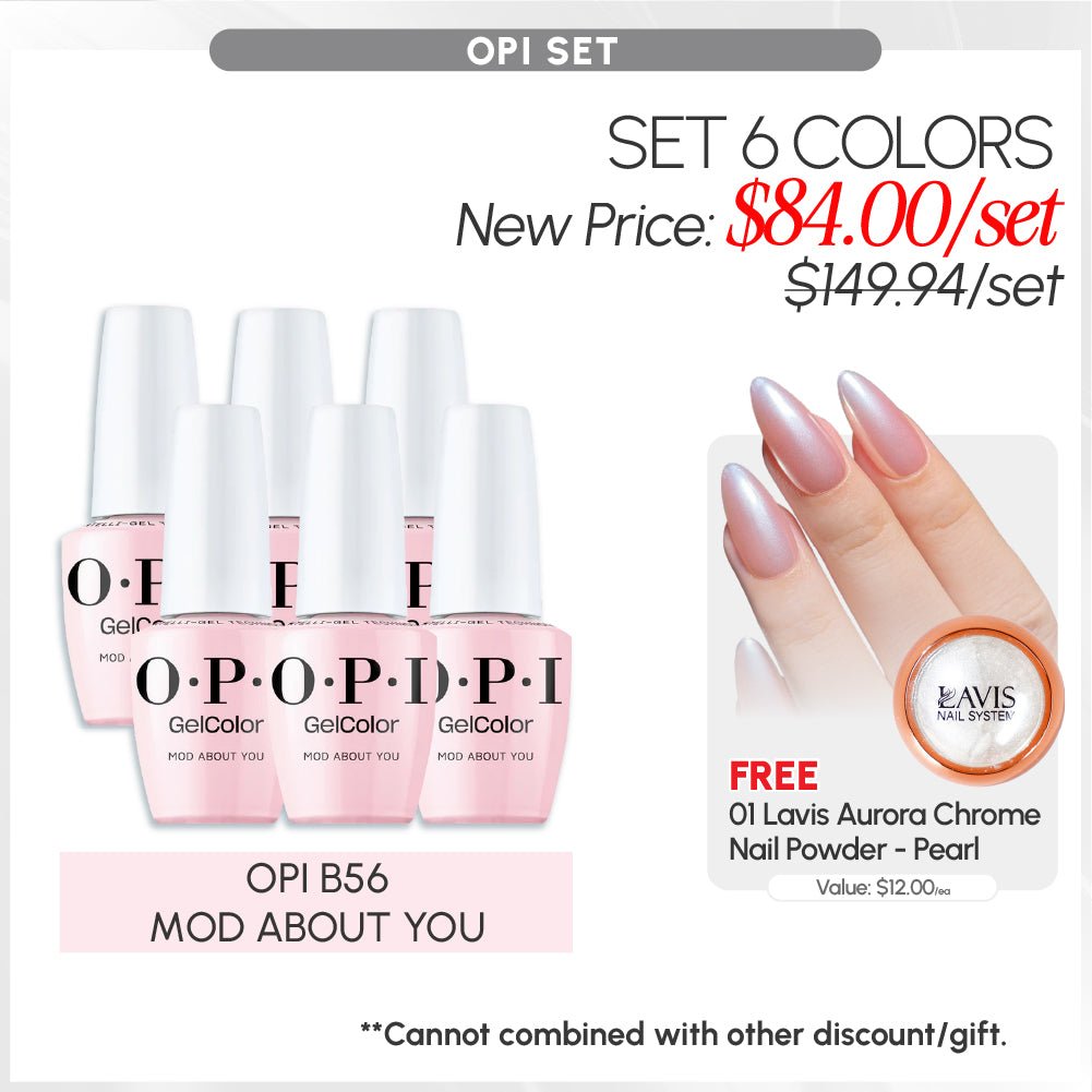 BUNDLE & SAVE: OPI Set 6 Colors, FREE 1 Chrome Powder - DTK Nail Supply
