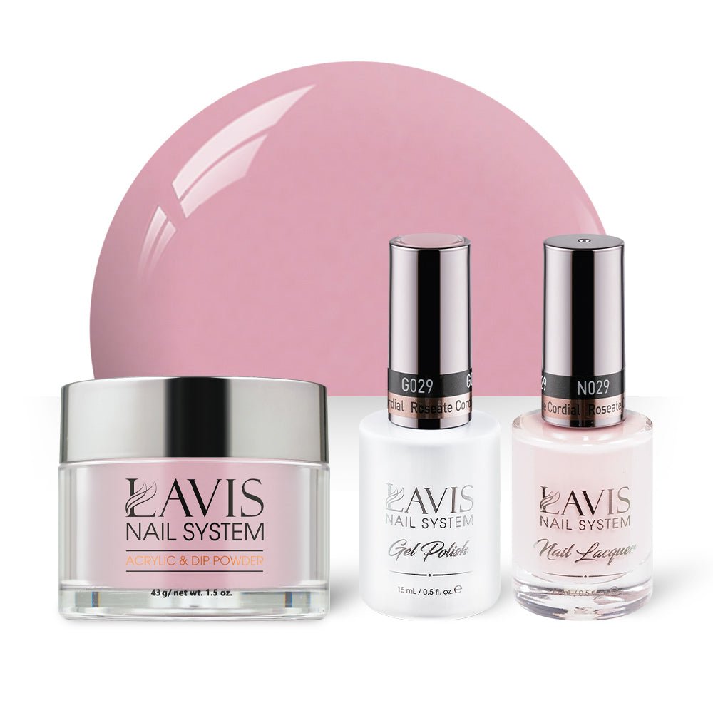 LAVIS 3 in 1 - 029 Roseate Cordial - Acrylic & Dip Powder, Gel & Lacquer - DTK Nail Supply