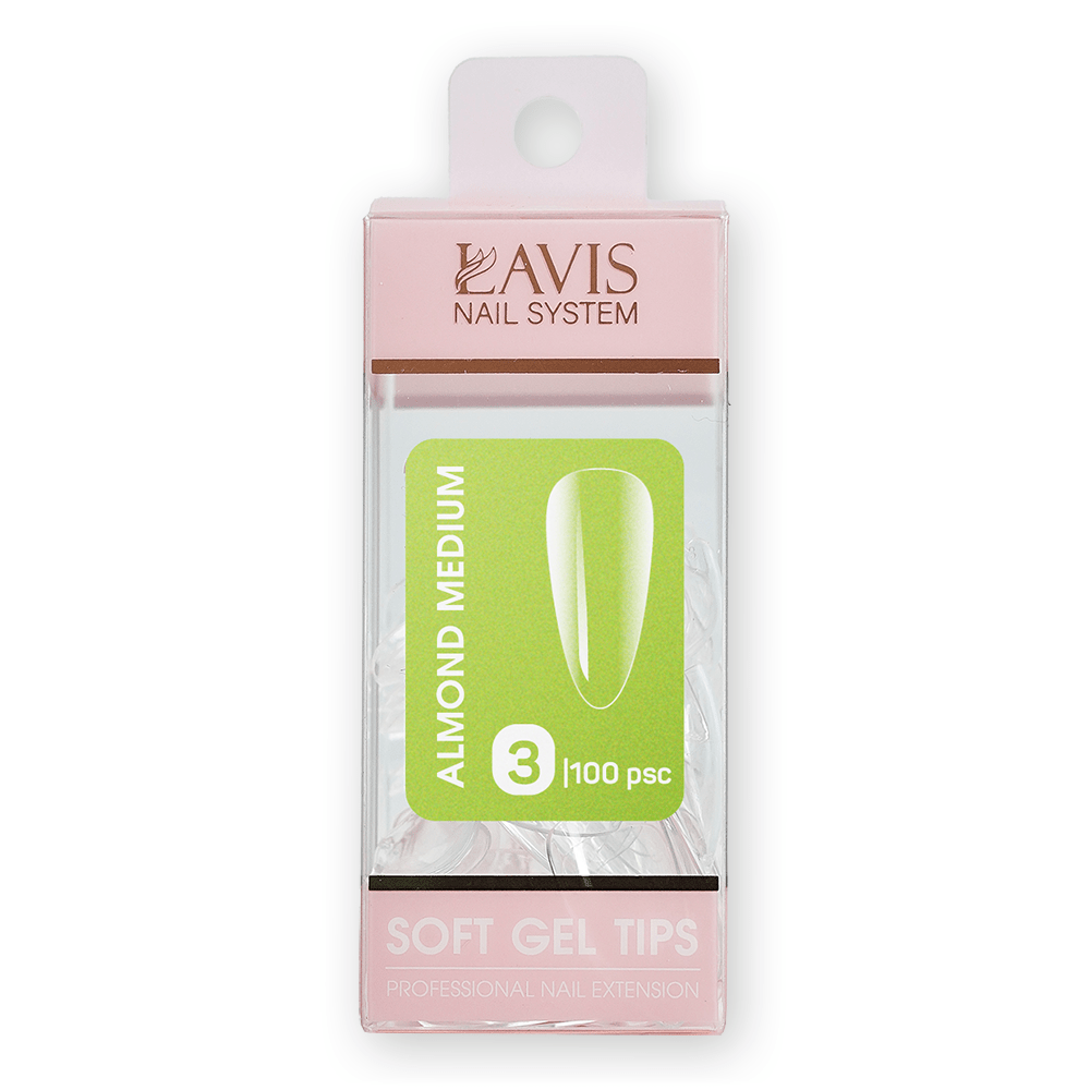 LAVIS Almond Medium - (100 pcs) - Soft Gel Tips Refill - DTK Nail Supply