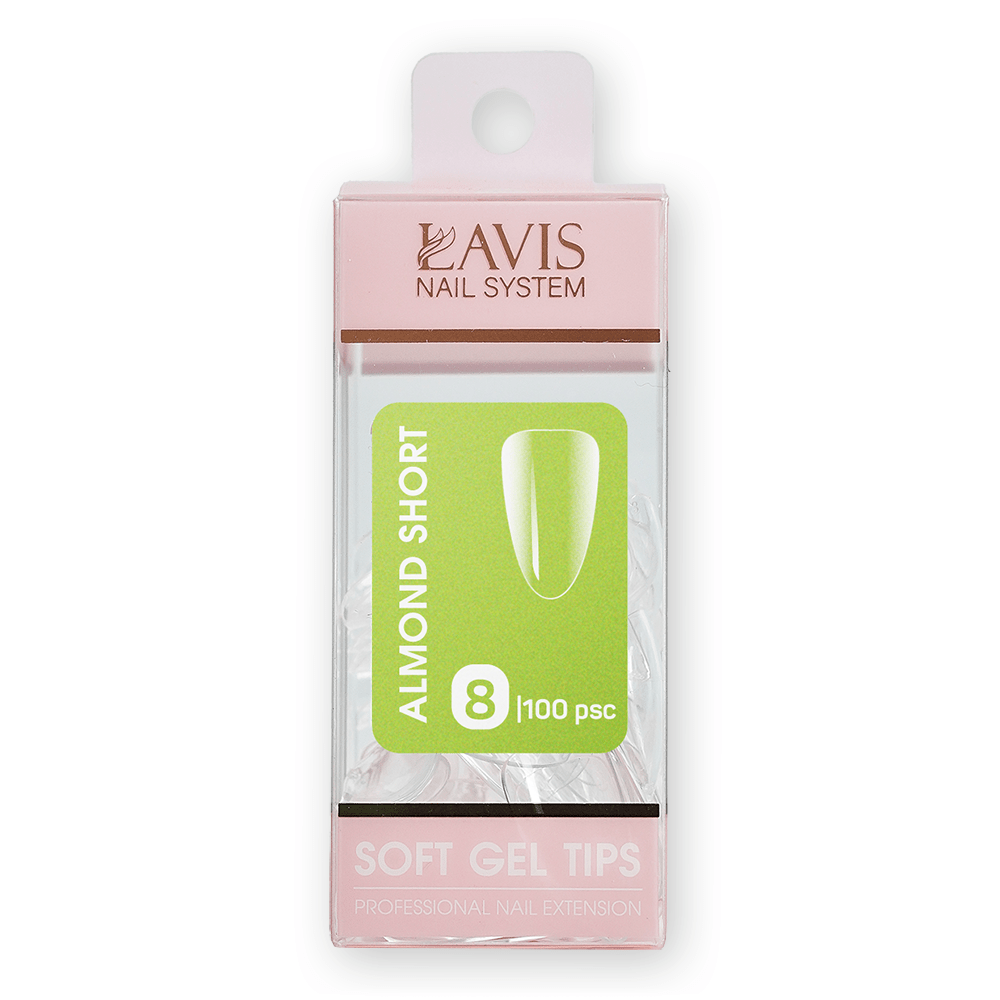 LAVIS Almond Short - (100 pcs) - Soft Gel Tips Refill - DTK Nail Supply