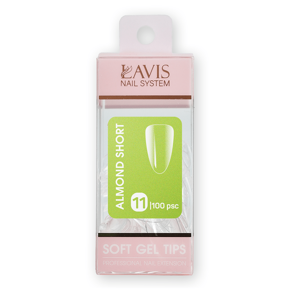 LAVIS Almond Short - (100 pcs) - Soft Gel Tips Refill - DTK Nail Supply