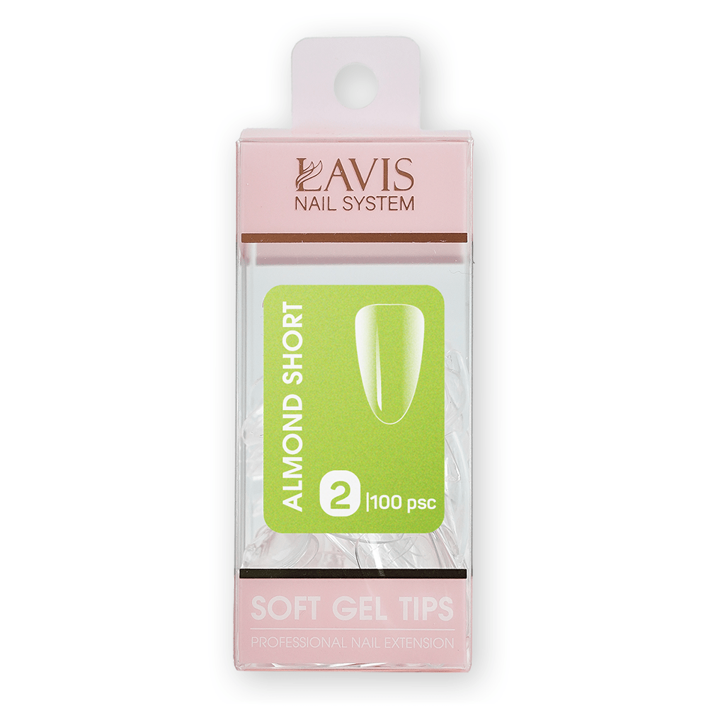 LAVIS Almond Short - (100 pcs) - Soft Gel Tips Refill - DTK Nail Supply
