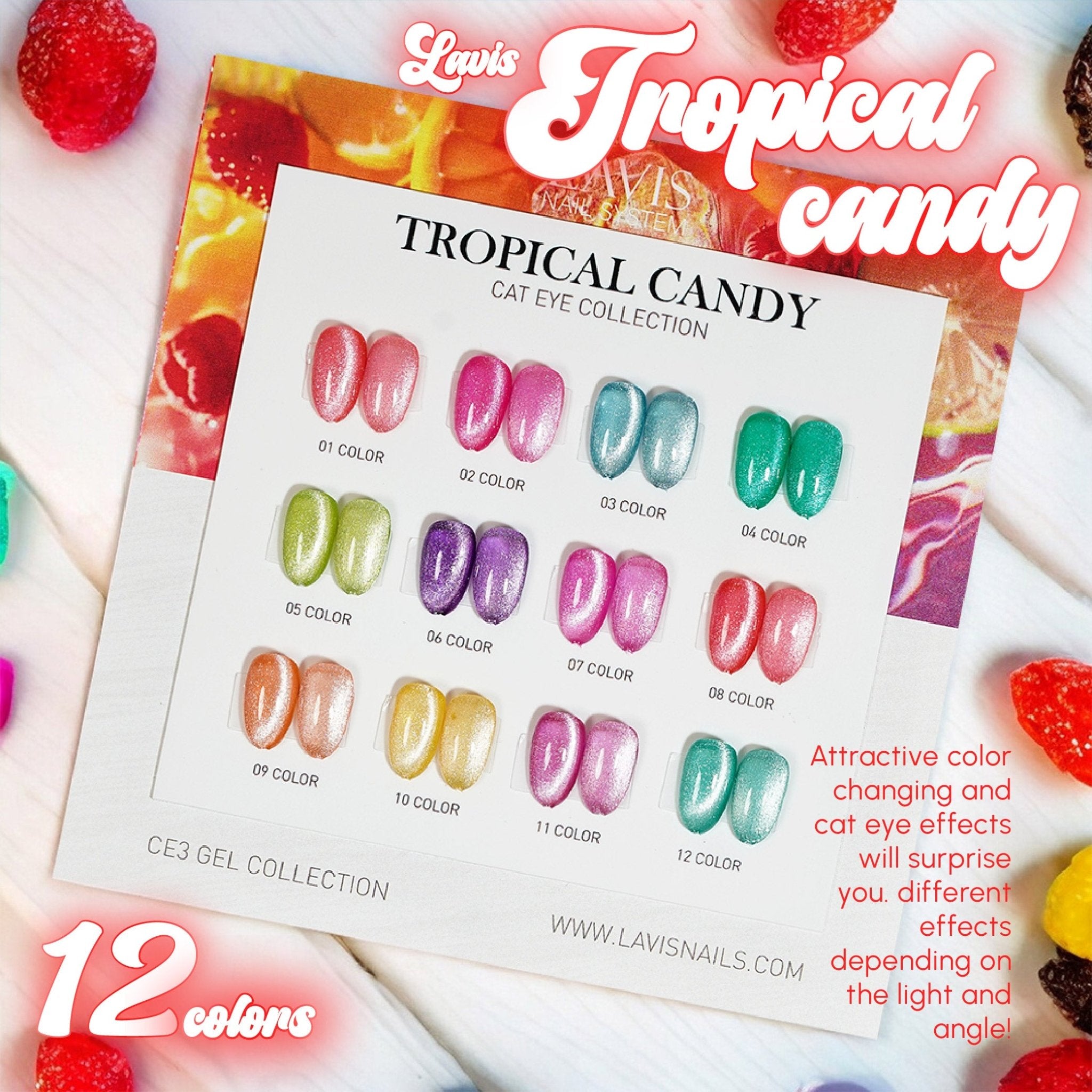LAVIS Cat Eyes CE3 - Gel Polish 0.5 oz - Tropical Candy Collection - DTK Nail Supply