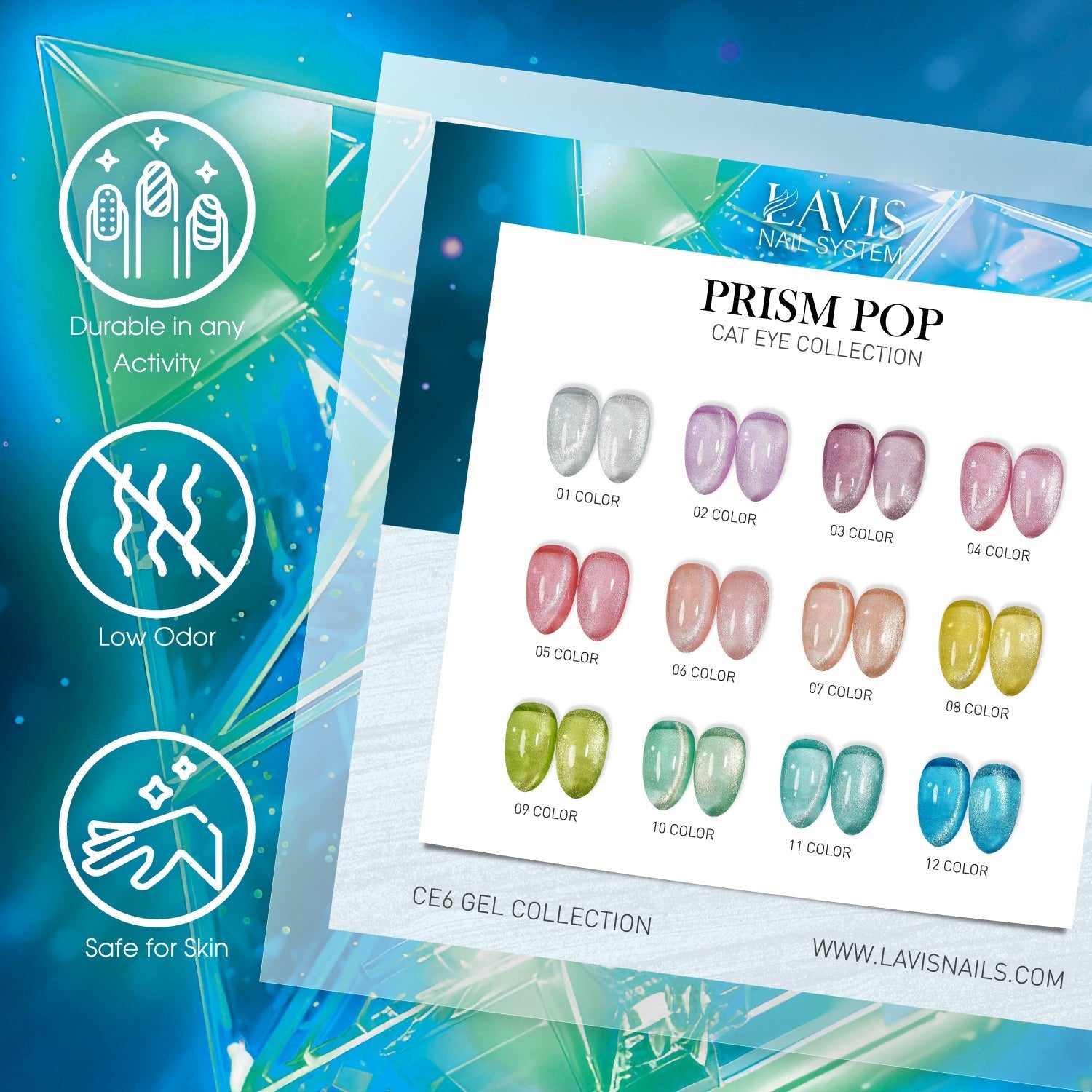 LAVIS Cat Eyes CE6 - 12 (Ver2) - Gel Polish 0.5 oz - Prism Pop Collection - DTK Nail Supply
