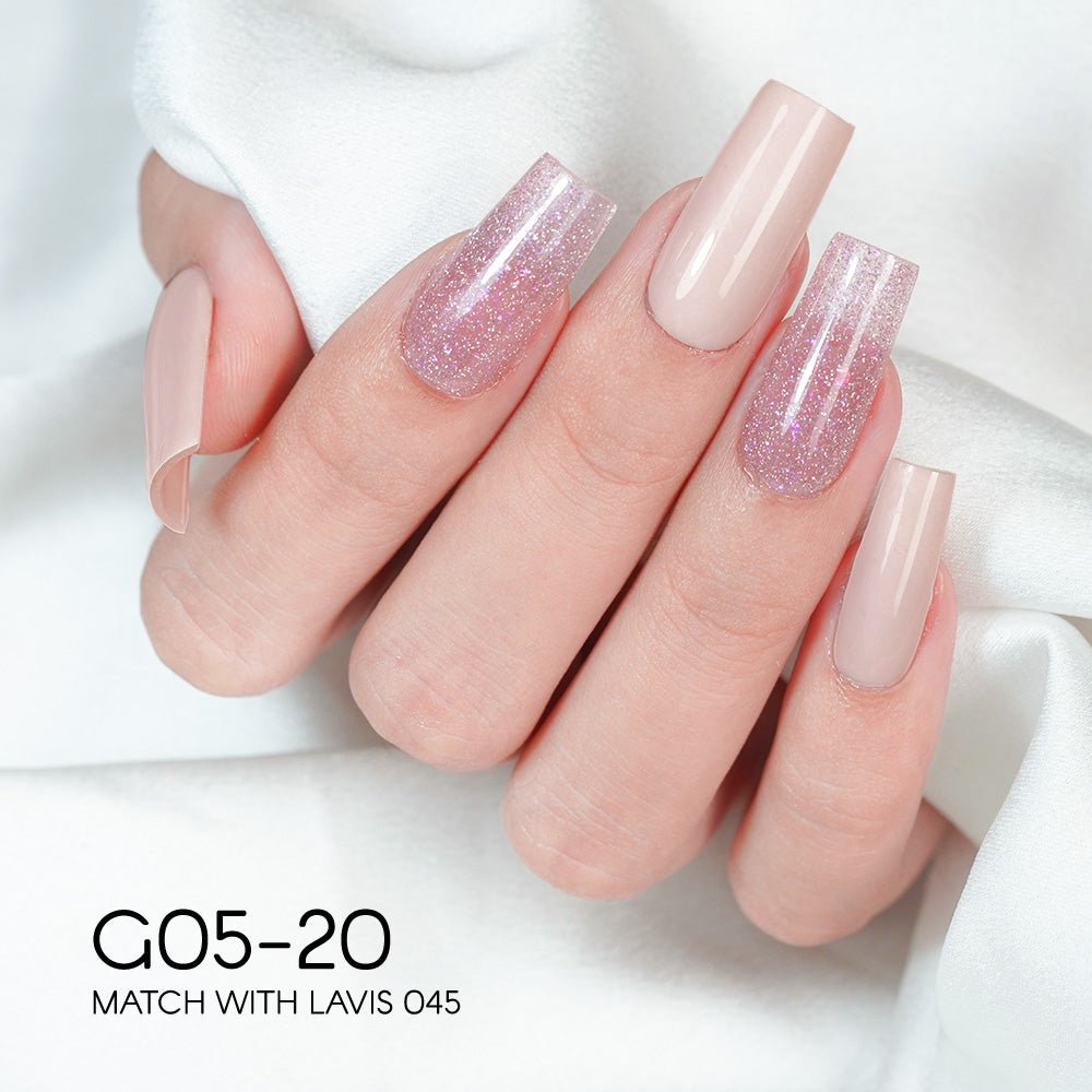 LAVIS Glitter G05 - Set 24 - Gel Polish 0.5oz - Champagne Toast Glitter Collection - DTK Nail Supply